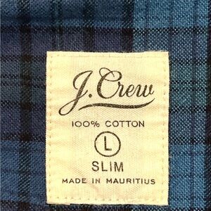 J. Crew Navy and Teal Plaid Shirt